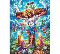 Jesús cargando la cruz en campo de flores Puzzle 500 Piezas Juguete Educativo Familiar Interactivo Sueño mágico de ciencia ficción Rompecabezas 3D Para Hombres Y Mujeres Construir Maquetas Desafío Int