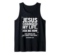 Jesus Changed My Life Ask Me How Christian Bible Versículo Camiseta sin Mangas