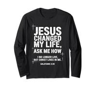 Jesus Changed My Life Ask Me How Christian Bible Versículo Manga Larga