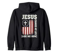 Jesus Changed My Life, Ask Me How, diseño patriótico de fe Sudadera con Capucha
