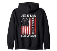 Jesus Changed My Life, Ask Me How, diseño patriótico de fe Sudadera con Capucha