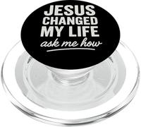 Jesus Changed My Life Ask Me How Fe Cristiana Evangelismo PopSockets PopGrip para MagSafe