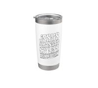 Jesus Changed My Life Ask Me How Vaso térmico de acero inoxidable de doble pared