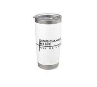 Jesus Changed My Life Ask Me How Vaso térmico de acero inoxidable de doble pared