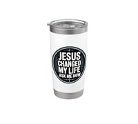 Jesus Changed My Life Ask Me How Vaso térmico de acero inoxidable de doble pared