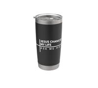 Jesus Changed My Life Ask Me How Vaso térmico de acero inoxidable de doble pared