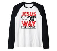 Jesús Chrisit es el único Camino al Cielo Navidad Cristiana Camiseta Manga Raglan