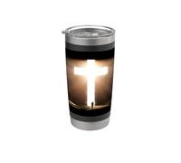 Jesus Christ Faith Cross in the Rock Christian Running Men Vaso térmico de acero inoxidable de doble pared