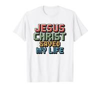 Jesus Christ Saved My Life Camiseta gráfica económica, Hombre, Blanco, S