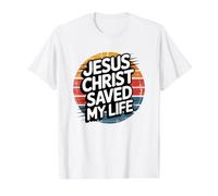 Jesus Christ Saved My Life Camiseta gráfica económica, Hombre, Blanco, S