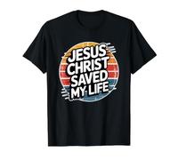 Jesus Christ Saved My Life Camiseta gráfica económica, Hombre, Negro, S