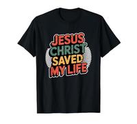 Jesus Christ Saved My Life Camiseta gráfica económica, Hombre, Negro, S