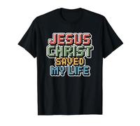 Jesus Christ Saved My Life Camiseta gráfica económica, Hombre, Negro, S