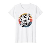 Jesus Christ Saved My Life Camiseta gráfica económica, Mujer, Blanco, S