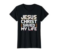 Jesus Christ Saved My Life Camiseta gráfica económica, Mujer, Negro, S