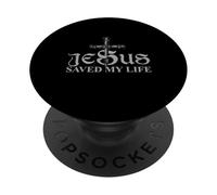 Jesus Christ Saved My Life Gift For Women Men PopSockets PopGrip Adhesivo