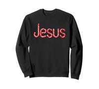 Jesus: Christian Faith Candy Cane Red & White Text Christmas Sudadera
