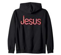 Jesus: Christian Faith Candy Cane Red & White Text Christmas Sudadera con Capucha
