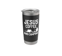Jesus Coffee And Camping Hiking Camper Adventure Nature Vaso térmico de acero inoxidable de doble pared