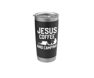 Jesus Coffee And Camping Hiking Camper Adventure Nature Vaso térmico de acero inoxidable de doble pared