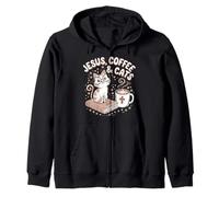 Jesus Coffee Tshirt Cats Funny Coffee Christian Bible Sudadera con Capucha