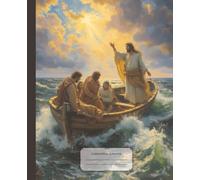 Jesus Composition Notebook: Calming a Storm, Devotional Christian Vintage Oil Painting Journal | 7.5 x 9.25, 110 Wide Rule Pages | Perfect gift for Pastors, Bible Study, Church and Faith Based Notes