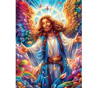 Jesus con alas de ángel in Magical Forest Puzzle 1000 Piezas Hogar Decoración Rompecabezas para Hombres Y Mujeres 3D DIY Creativo Aliviar Estrés Desafío Intelectual 1000 PCS