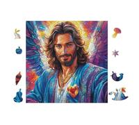 Jesús con alas de ángel Puzzle 100 Piezas Cartón Grueso para Adultos Y Adolescentes Ocio Doméstico Terapia Relajación Mejor Valorado Idea De Regalo 28x28cm