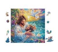 Jesús con el niño Junto al mar Rompecabezas 100 Piezas Cartón para Niños Mayores 14 Años Noches De Cita Antiestrés Pack Completo Detalle Único Original 28x28cm