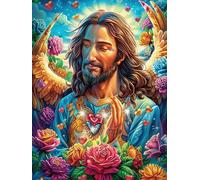 Jesús con el Sagrado Corazón Puzzle 500 Piezas Cartón Grueso para Adultos Y Adolescentes Cuentos de Hadas de Animales y Plantas Calmar La Mente Entretenimiento Casero Regalo Ideal 500