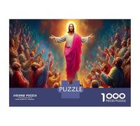 Jesús con luz Colorida 1000 Piezas Set De Puzzle Ilustración Religiosa Puzzle Premium, Cartón Resistente - DIY Super Divertido para La Familia, Decoración Bonita, Regalo De Cumple Ideal 38x26cm/10