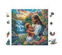 Jesús con Niño Rompecabezas 100 Piezas Cartón para Principiantes Días Lluviosos Tiempo Libre En Casa para Reyes Magos Detalle De Cumpleaños 28x28cm