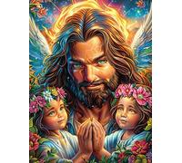 Jesús con niños Puzzles 300 Piezas Impossible Desafío Animal Plant Hada Tale Rompecabezas para Adultos Aliviar Estrés Decoración Hogar DIY Moderno Portátil 300 PCS