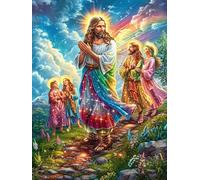 Jesús con Sus discípulos en el jardín de Flores Puzzles 300 Piezas Impossible Desafío Mitos fantásticoss Rompecabezas para Adultos Aliviar Estrés Decoración Hogar DIY Moderno Portátil 300 PCS