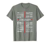 Jesús | Cristiano Cristiano Espanol Español Jesucristo Camiseta, Hombre, Verde Militar Jaspeado, L