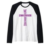 Jesus Cross Bible MAT 28:6 La fe sobre el miedo pone a Dios primero Camiseta Manga Raglan