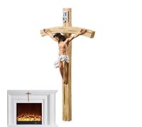 Jesus Cross - Classic Catholic Religious Hand Painted Resin Decor, Religious Wall Decor, Christian Crucifix Sacred Faith Hanging Ornament | Holy Savior Church Chapel Devotional Monument For Home Door