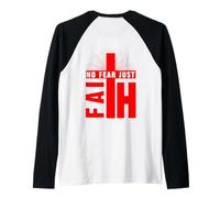 Jesús Cruz Biblia Fe Sobre el Miedo Poner a Dios Primer ARTE EN LA Camiseta Manga Raglan