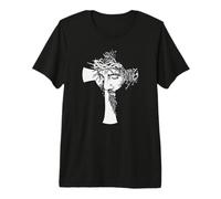 Jesús Cruz Silueta de Cristo Mesías Corona De Espinas Arte Camiseta Premium