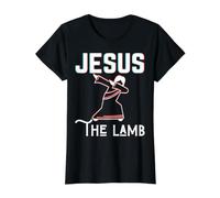Jesús Dab El Cordero Dios Cristiano Navidad Pascua Dabbing Camiseta gráfica económica, Mujer, Negro, L
