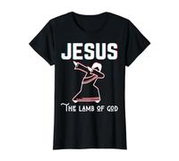 Jesús Dab El Cordero Dios Cristiano Navidad Pascua Dabbing Camiseta gráfica económica, Mujer, Negro, M