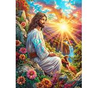 Jésus dans le jardin au lever du soleil Rompecabezas 1000 Piezas Cartón Para Toda La Familia Mitos cuento de hadas Entretenimiento Casero Calmar La Mente Calidad Profesional Detalle De Regalo 1000 PCS