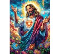 Jésus Dans le Jardin Fleuri Puzzle 1000 Piezas Papel Adolescentes Mitos fantásticos Cuento De Hadas Actividad Familiar Educativa Mejora Coordinación Ojo-Mano Fiestas Navideñas 1000 P