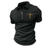 Jesús de los Hombres Camisetas Impresas en 3D Polo Casual Camisa Vintage de Manga Corta Camiseta Cuello Turn-Down Top