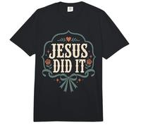 Jesus Did It - Arco Floral de fe Cristiana Comfort Colors Adult Heavyweight T-Shirt