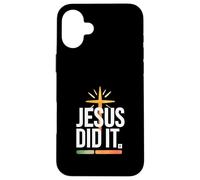 Jesus Did It, Bold Cross Retro Bars Christian Carcasa para iPhone 16 Plus