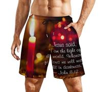 Jesús Dijo: Yo Soy la luz del Mundo. Pantalones Cortos de Playa de Malla para Hombre, de Secado rápido, Ligeros, Transpirables, Ideales para el Verano.