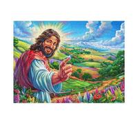 Jesús el Buen Pastor Puzzle 500 Piezas Educativo Impresión HD Cute Animals Accompany Juego De Rompecabezas para Familia Entretenimiento Inteligente Construir Maquetas 500 PCS
