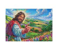 Jesús el Buen Pastor Puzzles 300 Piezas Maquetas Educativas Detalladas Cute Animals Accompany Rompecabezas para Familia Construir DIY Aliviar Estrés Decoración Hogar 300 PCS