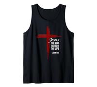 Jesús El Camino La Verdad La Vida Cruz Cristiana Versículo de la Biblia Camiseta sin Mangas